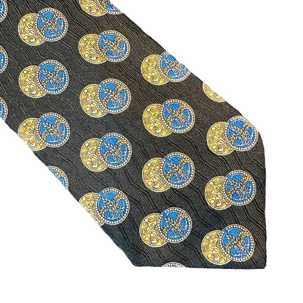 Valentino Black, Blue and Gold Silk Tie